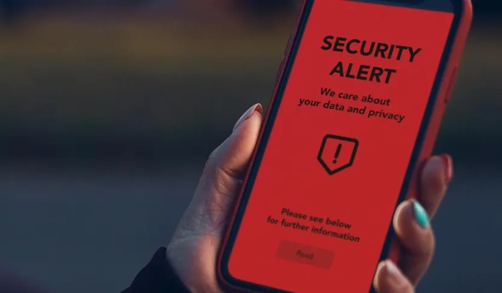 Alerte de sécurité affichée sur un smartphone